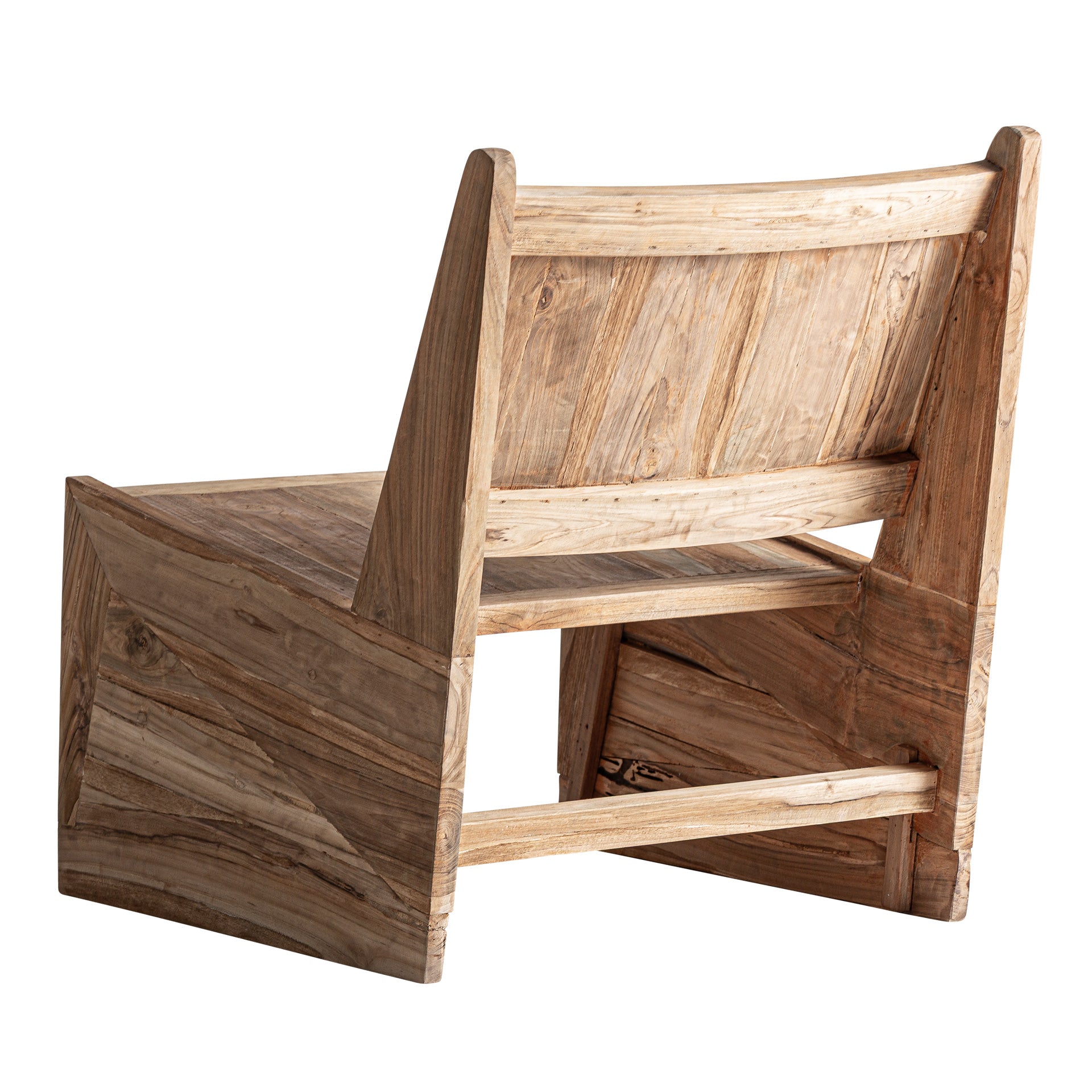 Brown Teak Wood Armchair