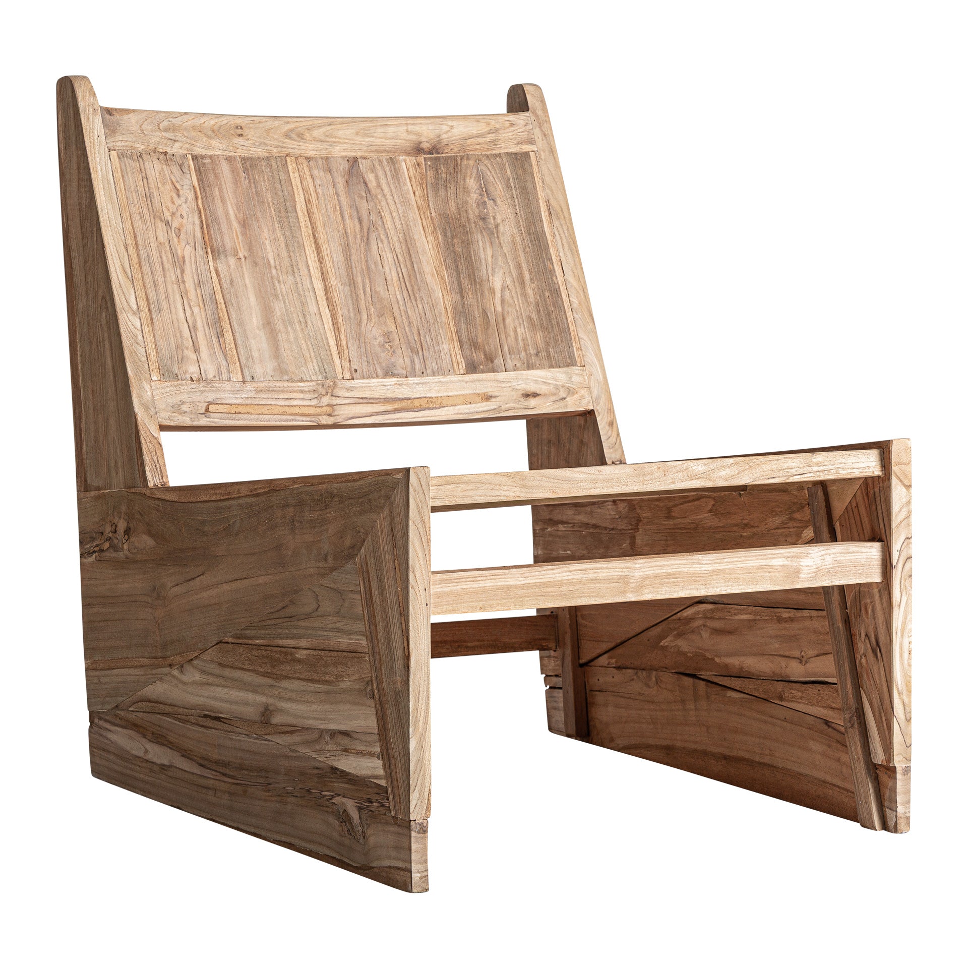 Brown Teak Wood Armchair