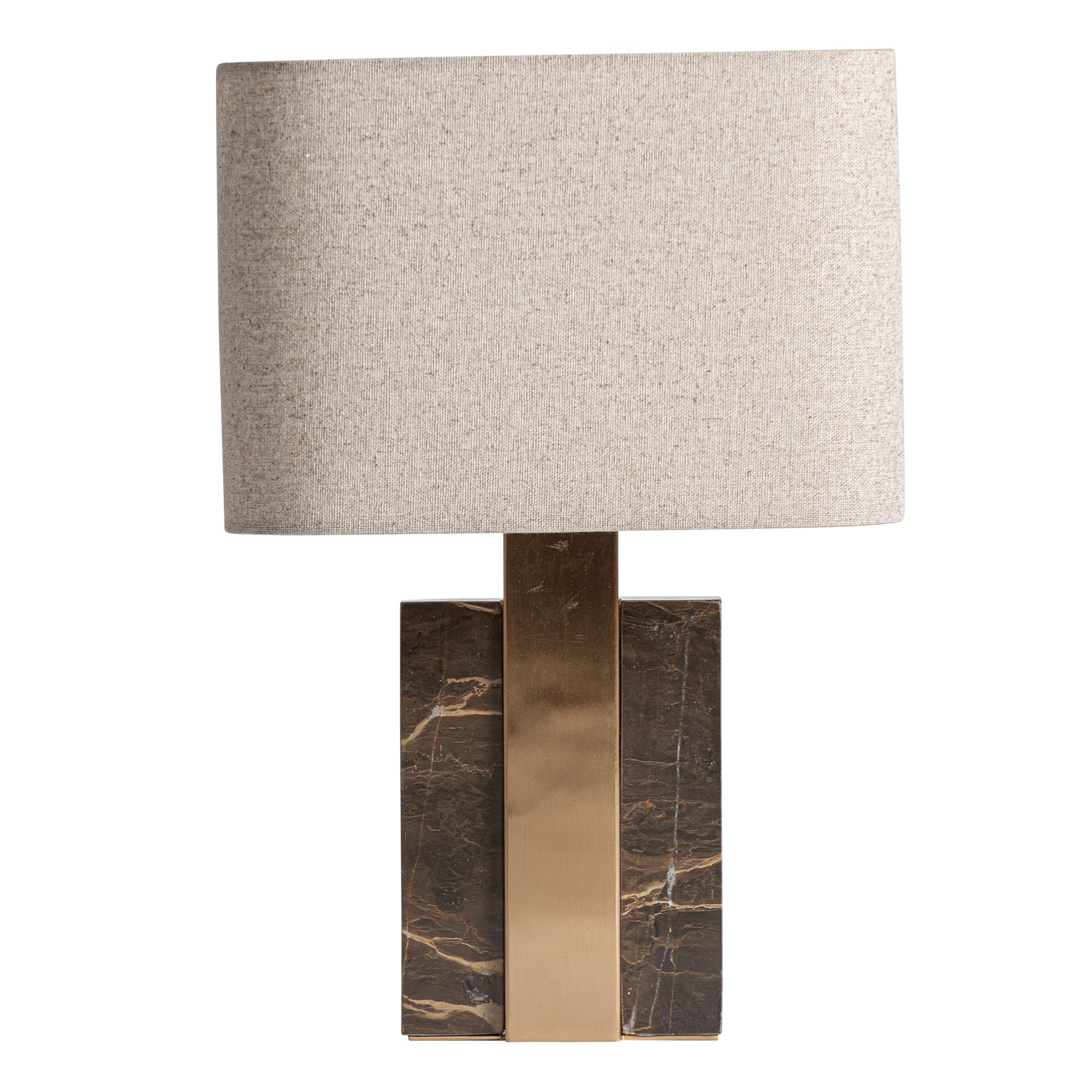 Art Deco Marble Table Lamp with Bronze-Toned Steel