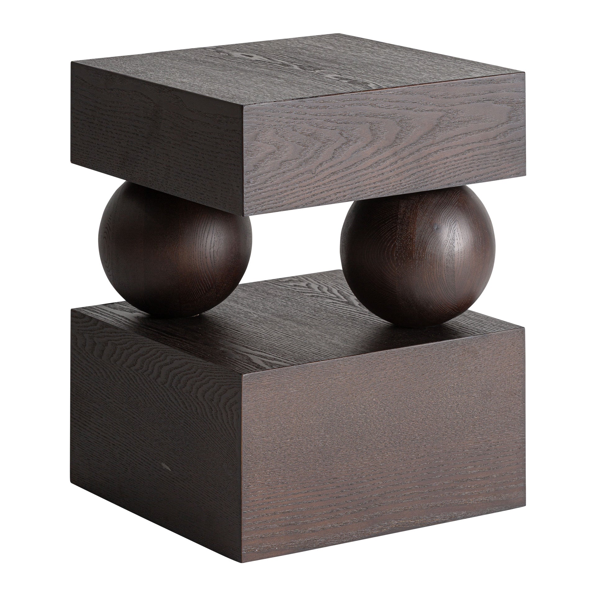 Wenge-Toned Elm and Ash Wood Side Table