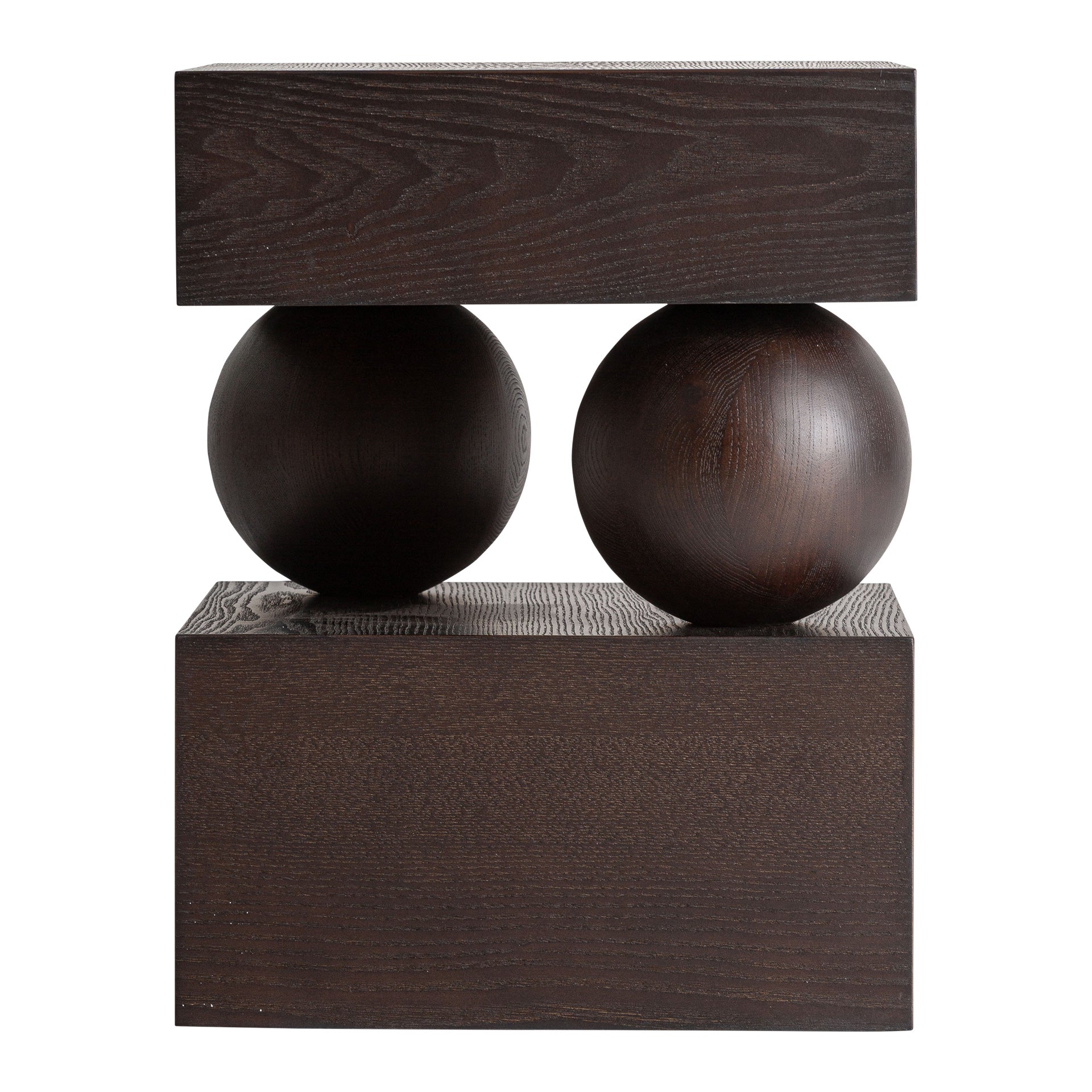 Wenge-Toned Elm and Ash Wood Side Table