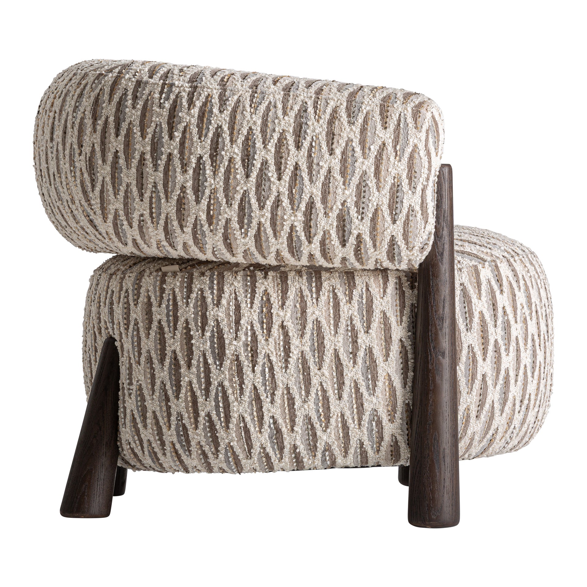Neutral Upholstered Armchair with Wenge-Toned Ash Wood