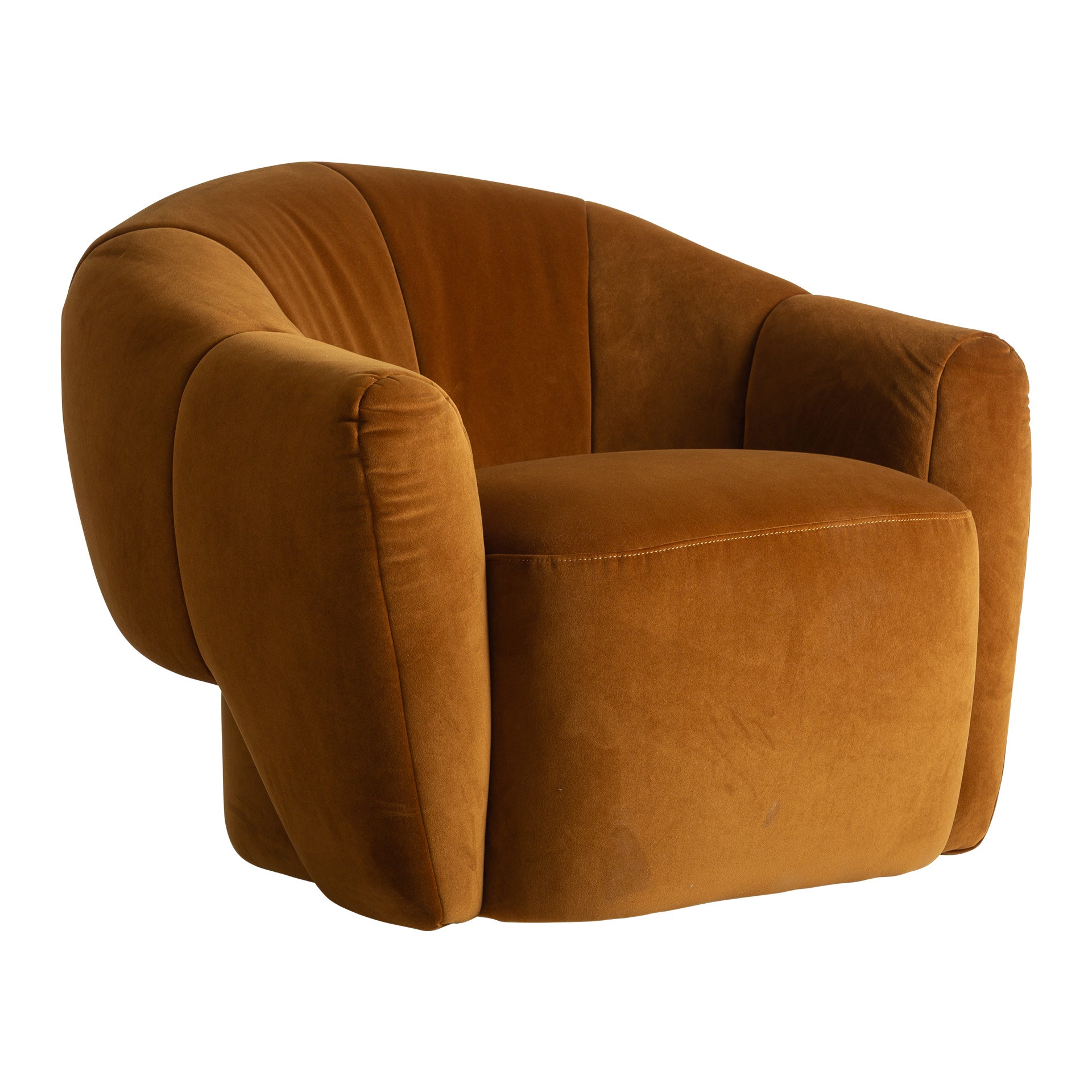 Camel Upholstered Armchair with Pine Wood