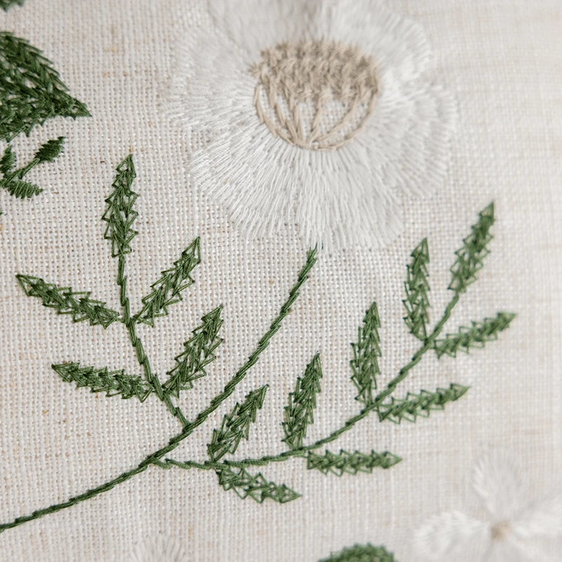 Wildflower Embroidered Linen Cushion Cover