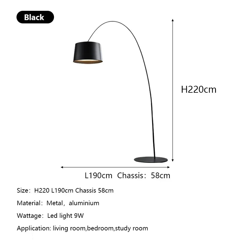 Nordic Arc Minimalist LED Floor Lamp - Modern Curved Standing Light