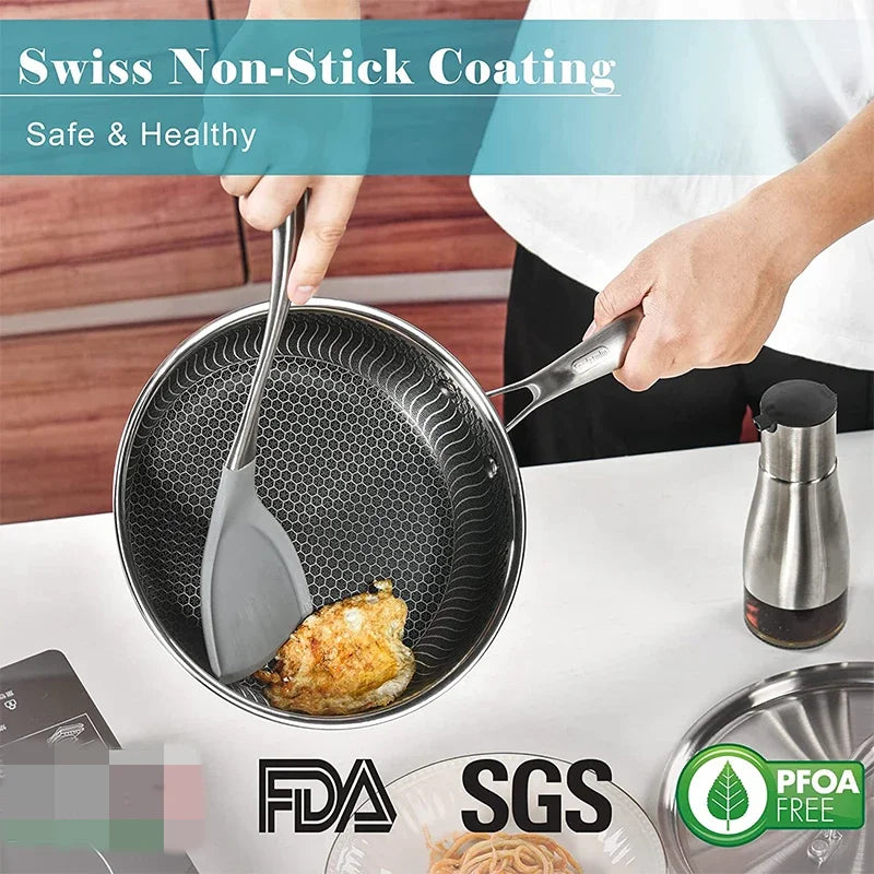 LMETJMA Honeycomb Stainless Steel Frying Pan