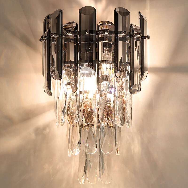 SkandiShop Modern Minimalist Light Luxury Crystal Glass Rod Wall Lamp