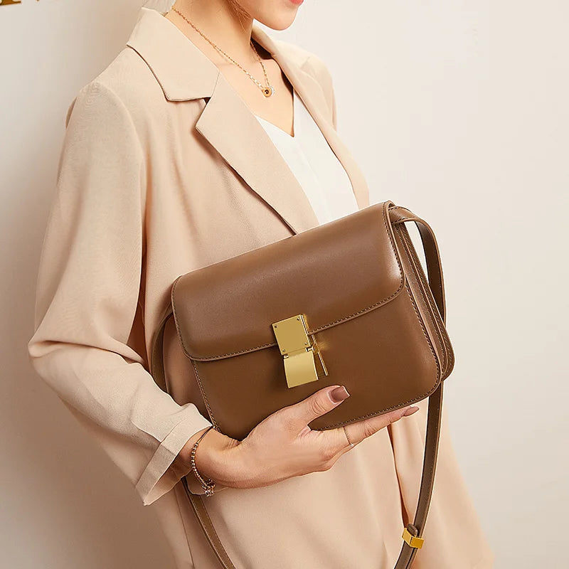 Women’s Genuine Leather Small Square Shoulder Bag