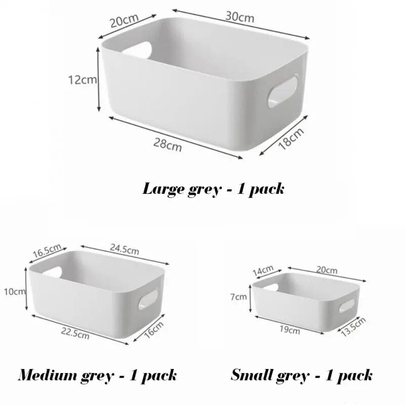 SkandiShop S/M/L Plastic Storage Box Kitchen Sundries Storage Baskets With Handle