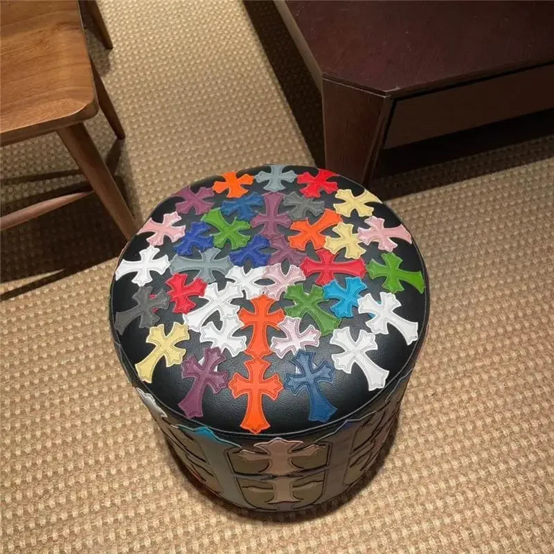 LuxeStitch Leather Stool