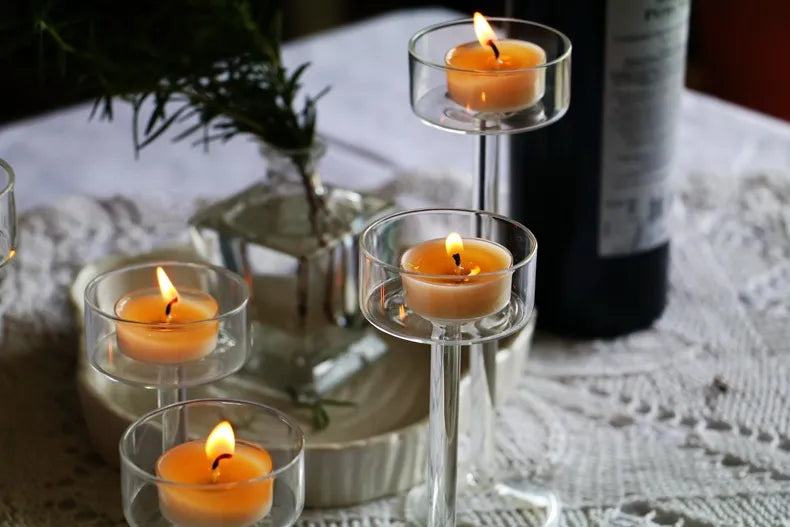 SkandiShop Glass Candle Holders Set