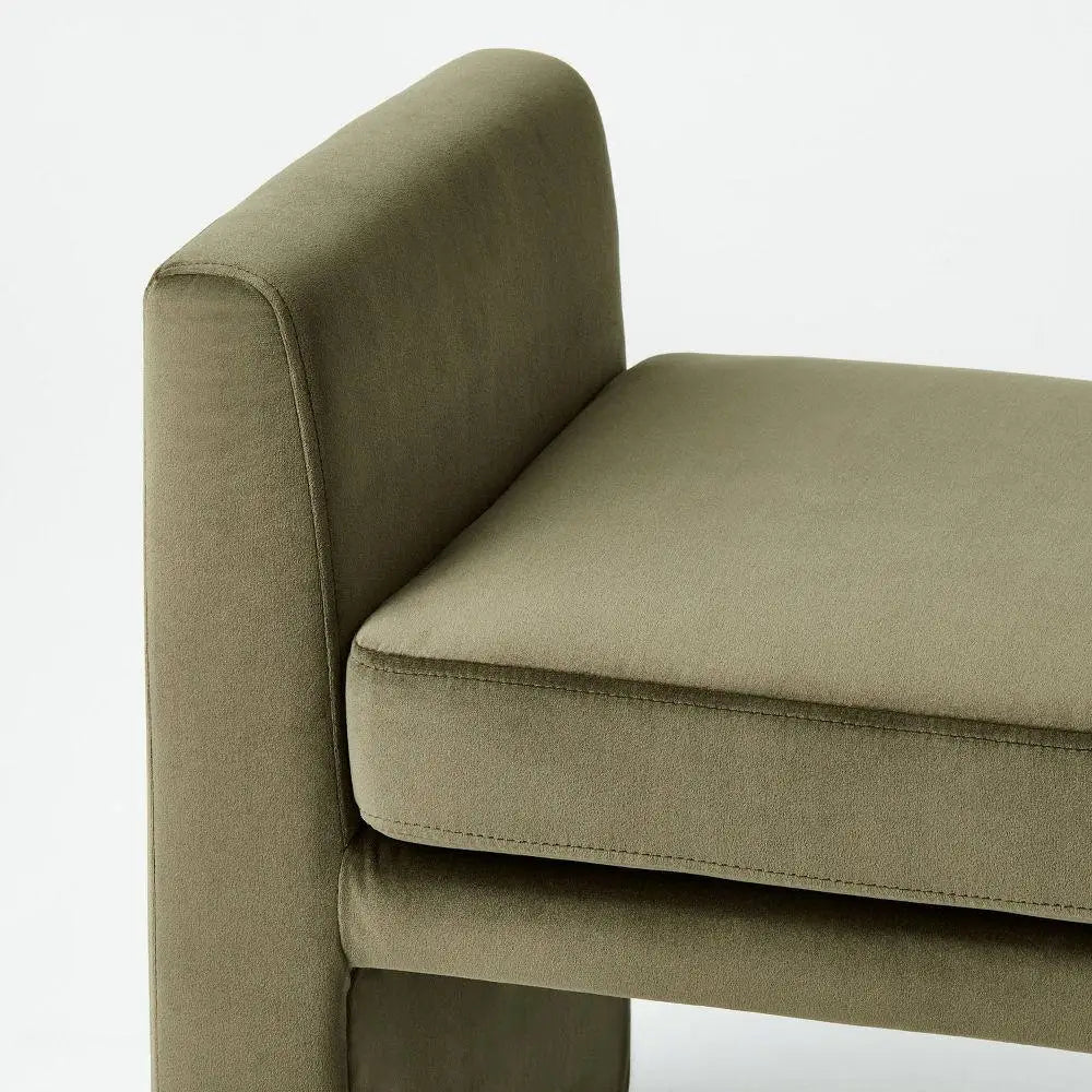 Vernon Olive Velvet Ottoman
