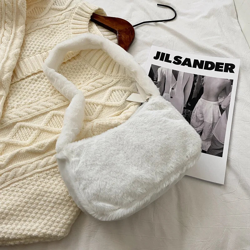Soft Plush Furry Hobo Shoulder Bag