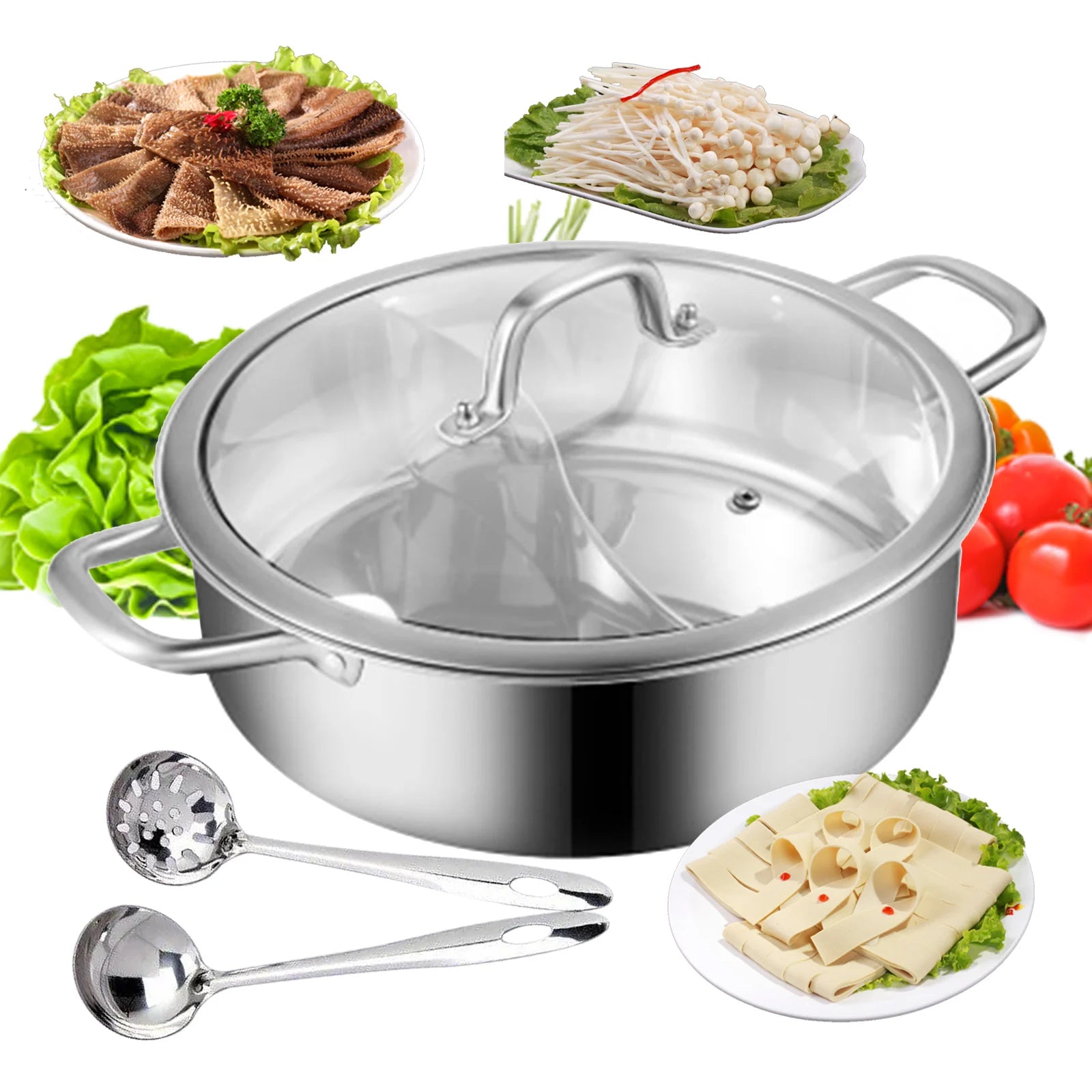 DualFlavors 304 Stainless Steel Shabu Shabu Hot Pot
