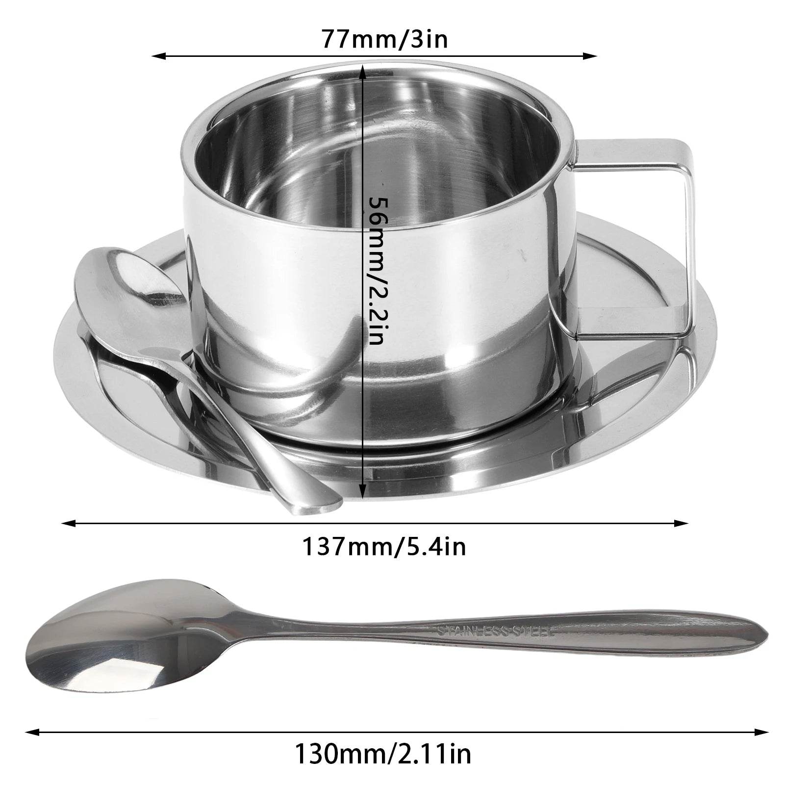 3Pcs/Set 304 Stainless Steel Coffee Cup