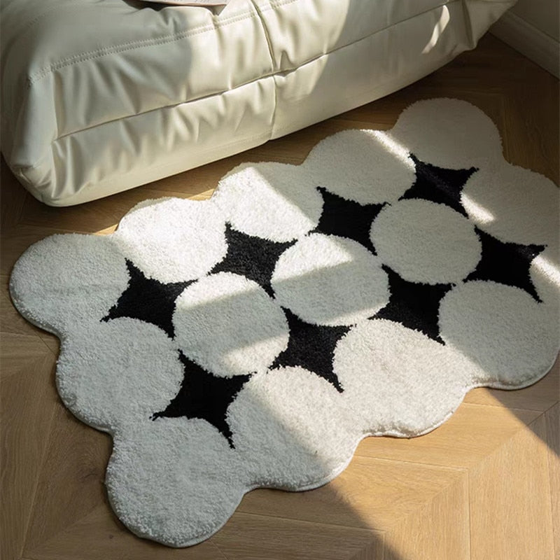SkandiShop black and white plush rug