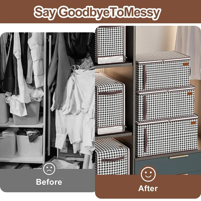 SkandiShop Checker Quilt Storage Box Dustproof