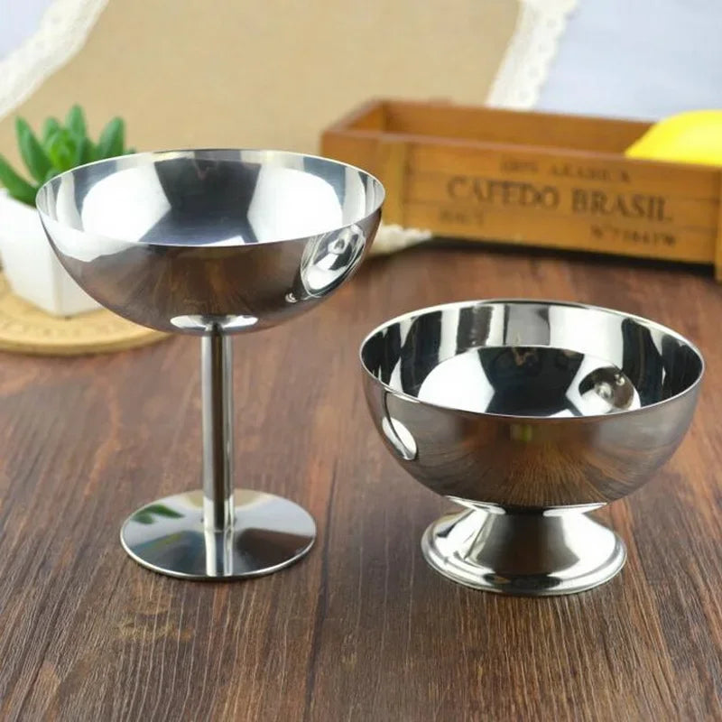 SkandiShop Ice cream cups salad bowl stainless steel  dessert fruit plate snack dish