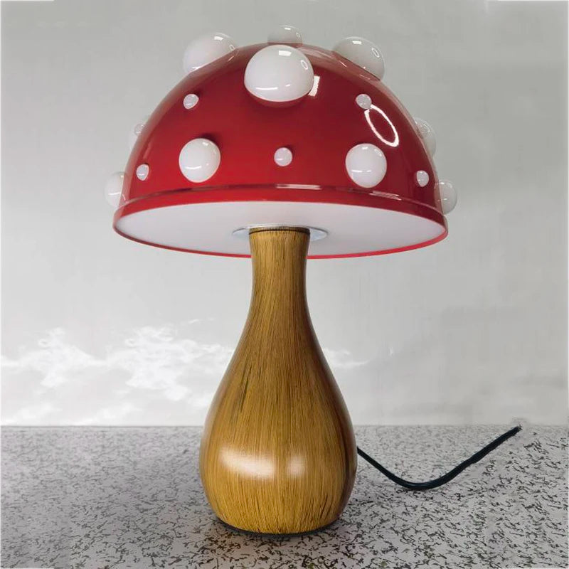 SkandiShop Mushroom Lamp with LED Tricolored Bulb AC or USB Warm Light Biomimetic