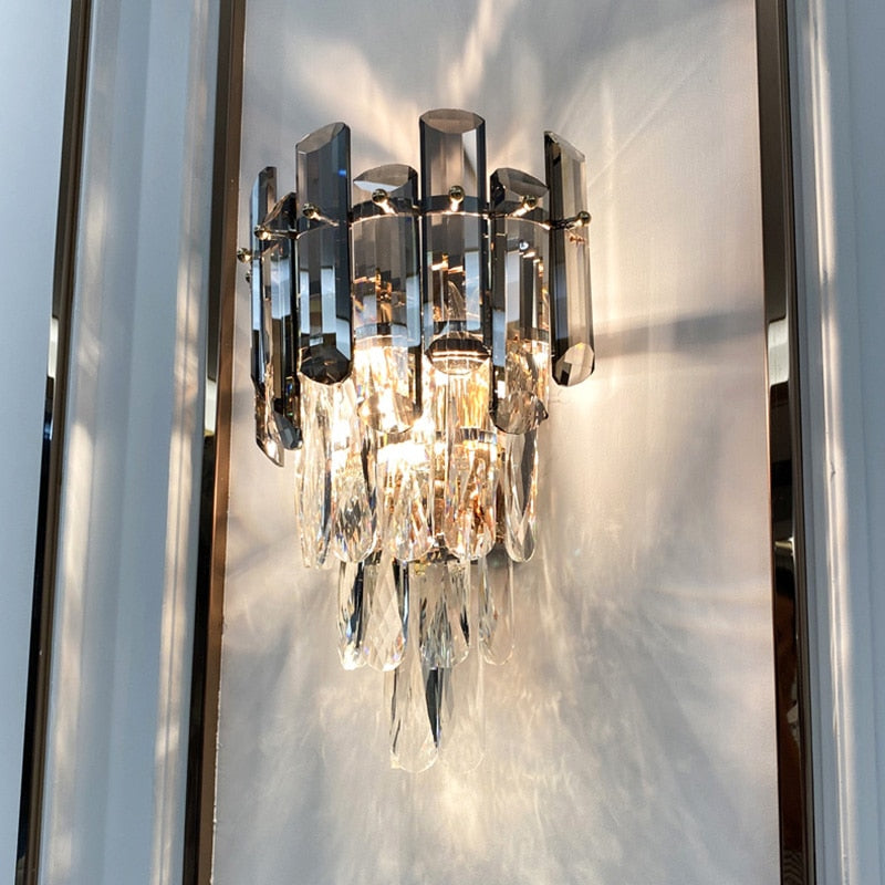 SkandiShop Modern Minimalist Light Luxury Crystal Glass Rod Wall Lamp