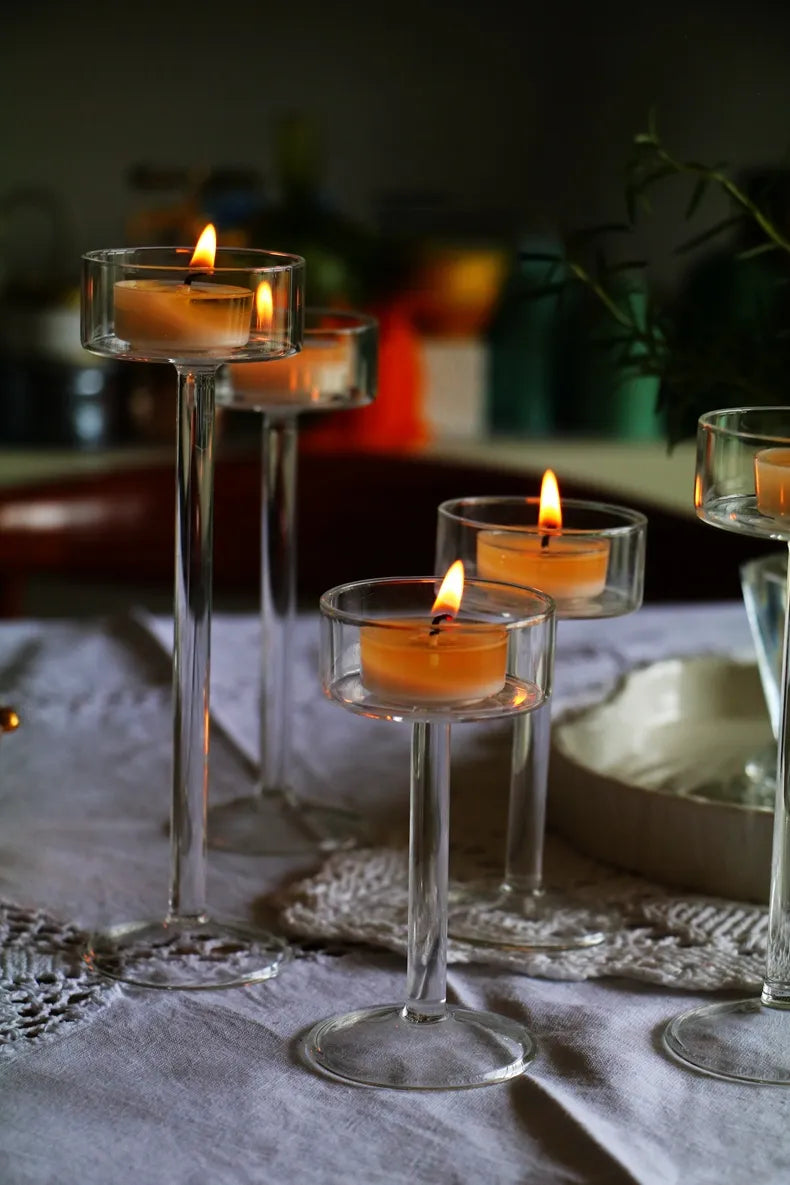 SkandiShop Glass Candle Holders Set