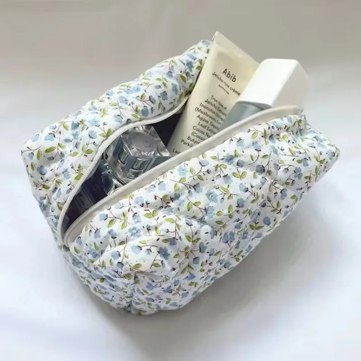 Floral Quilted Makeup Organizer Bag