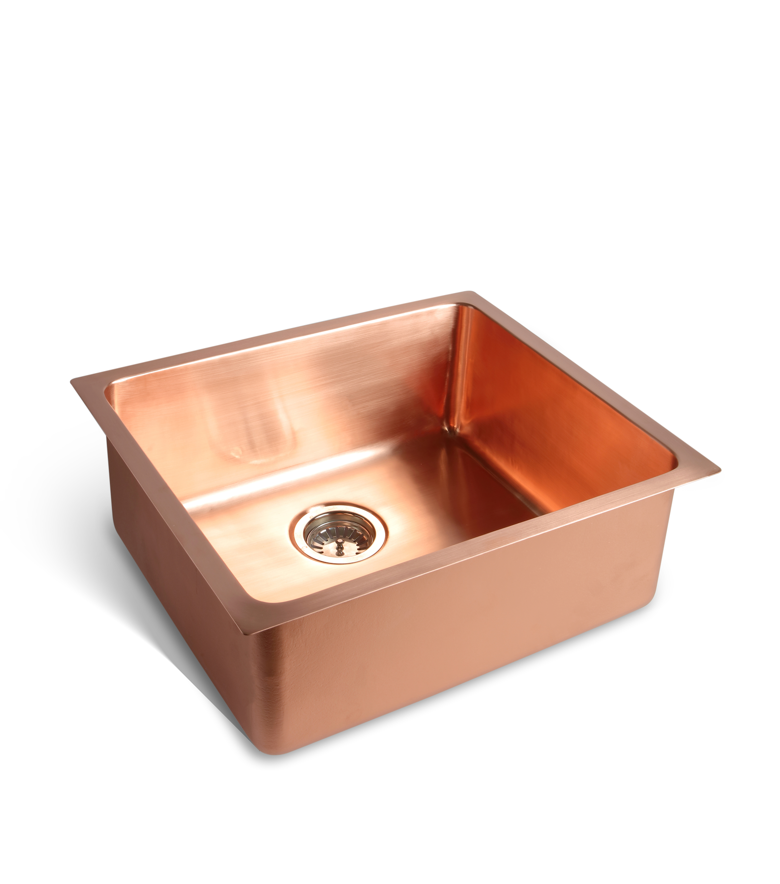 Single Copper Sink – 56 cm Inset or Undercounter Brushed Copper Kitchen Sink