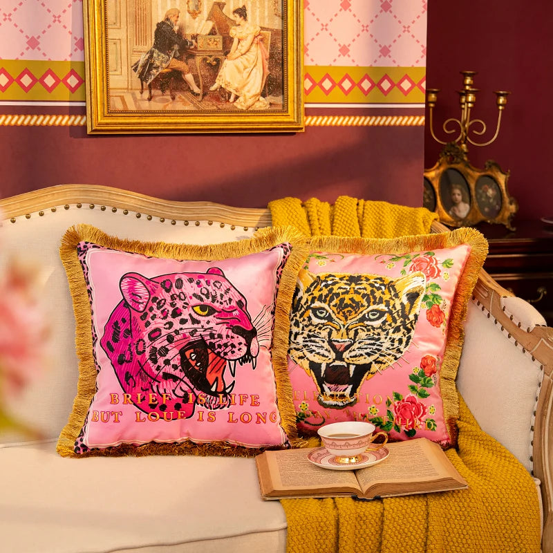 Velvet Tiger Flora Cushion Cover