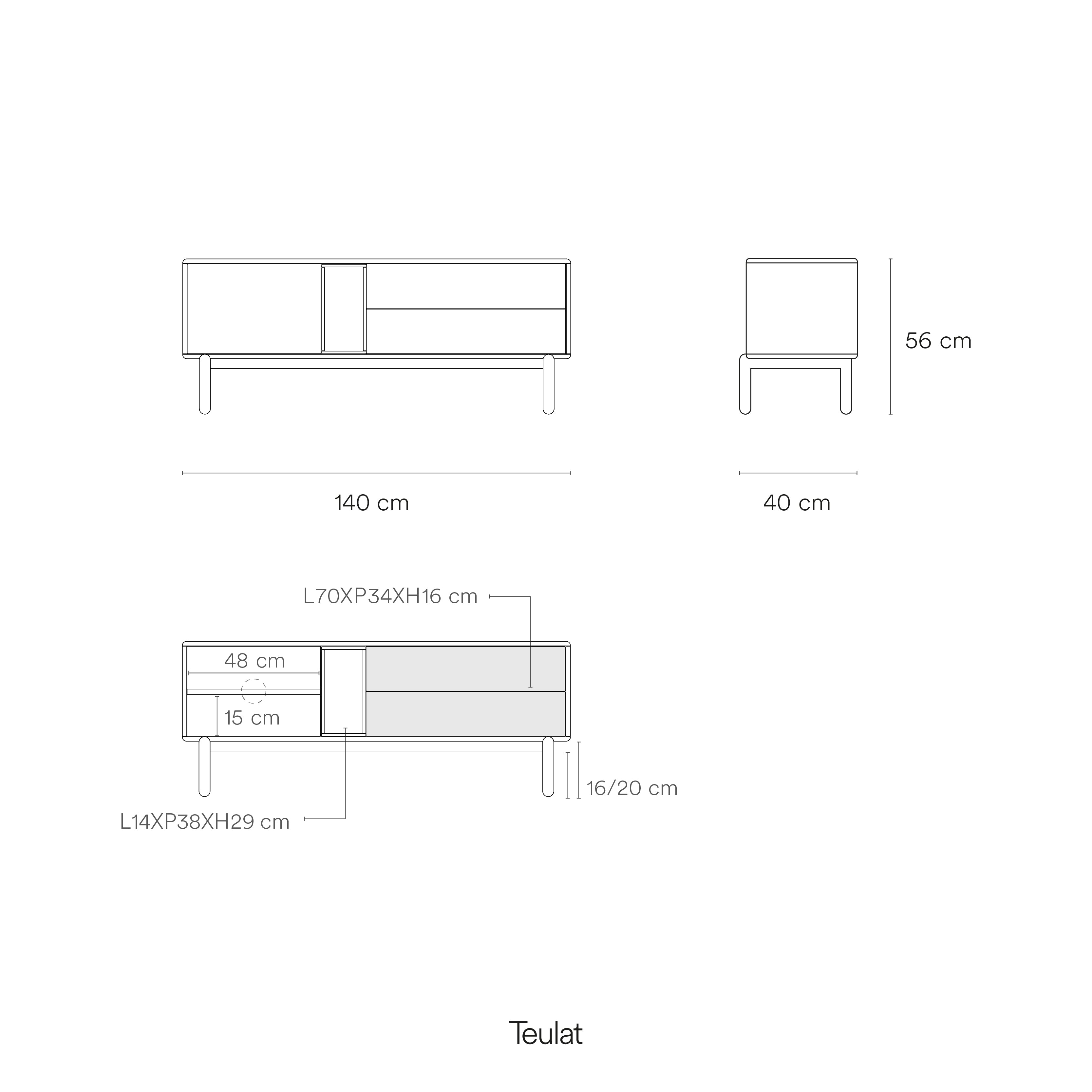 Tv Cabinet Corvo 1D1H2Dr 140Cm Cream