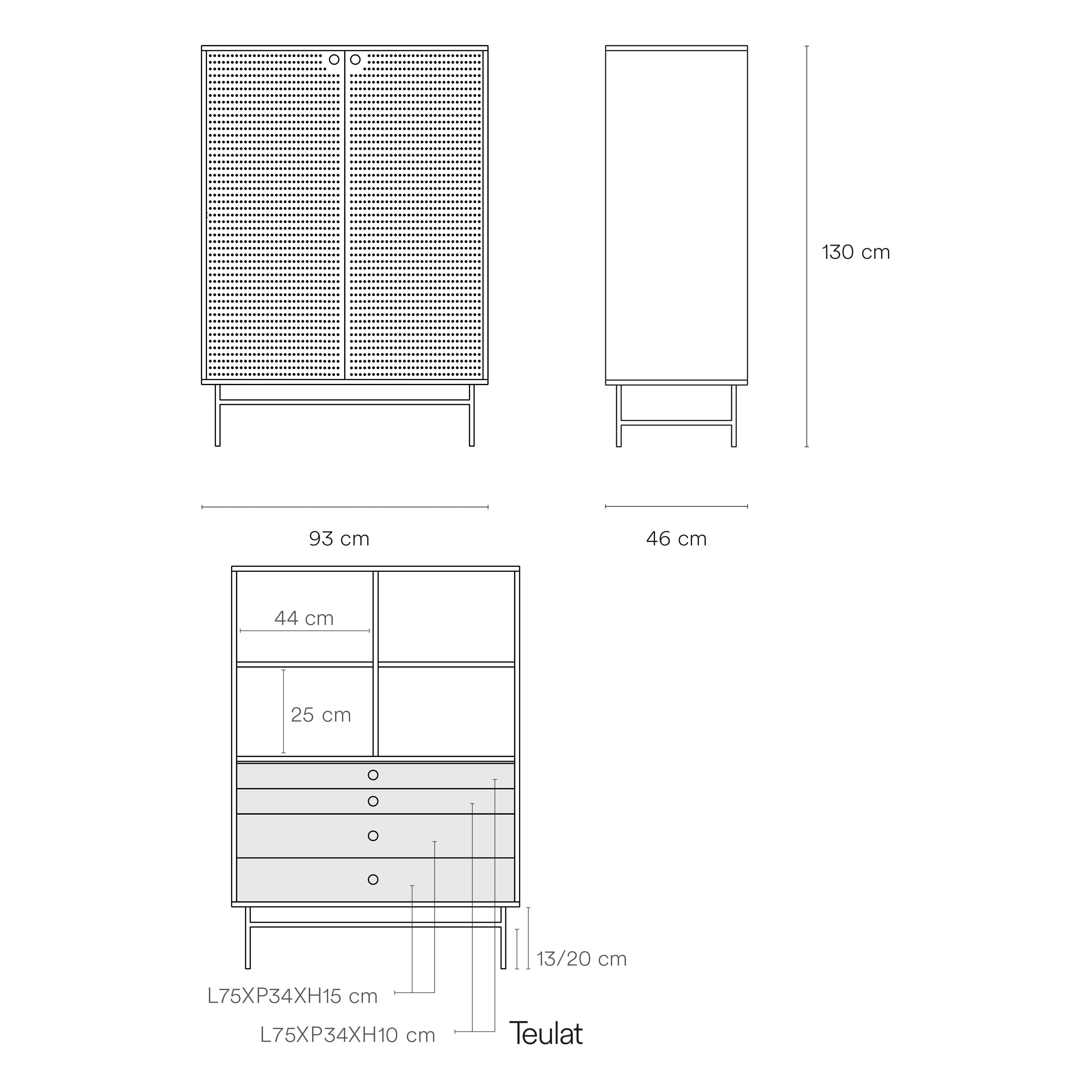 Occasional Cabinet Punto 2D/4Inner Drawers White