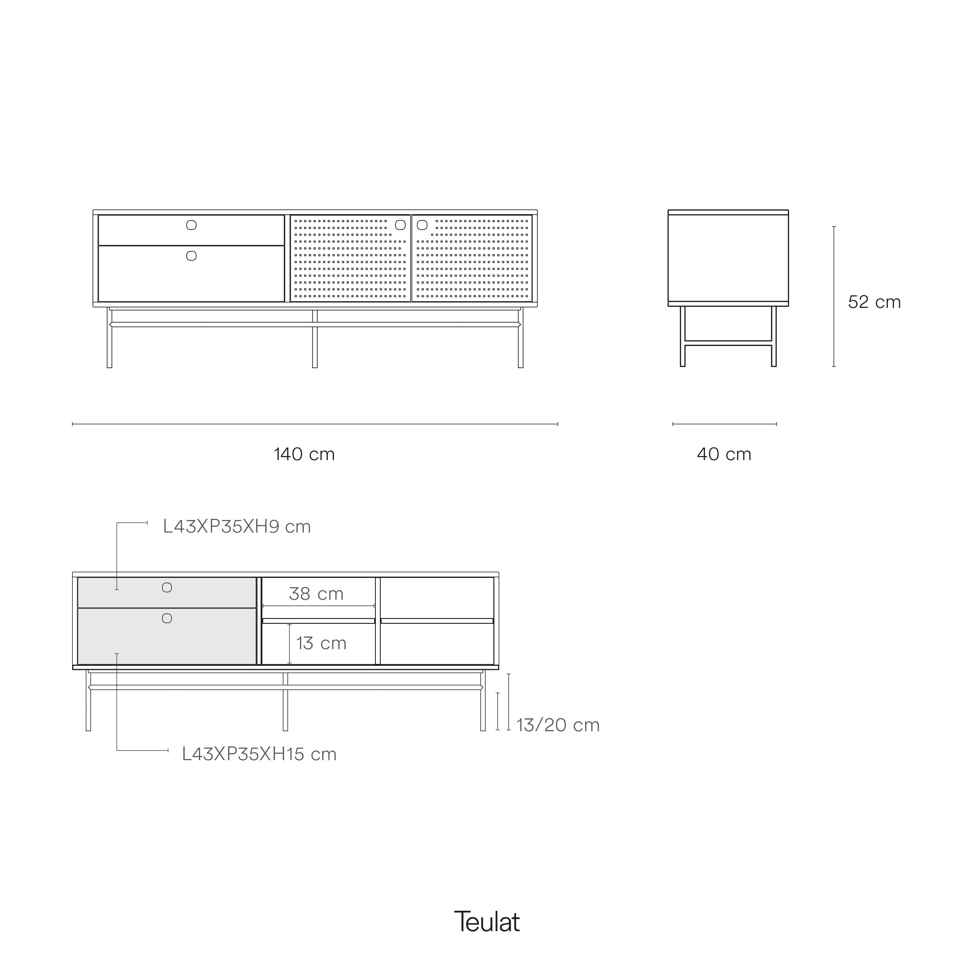PUNTO TV Cabinet 140cm in White by Teulat