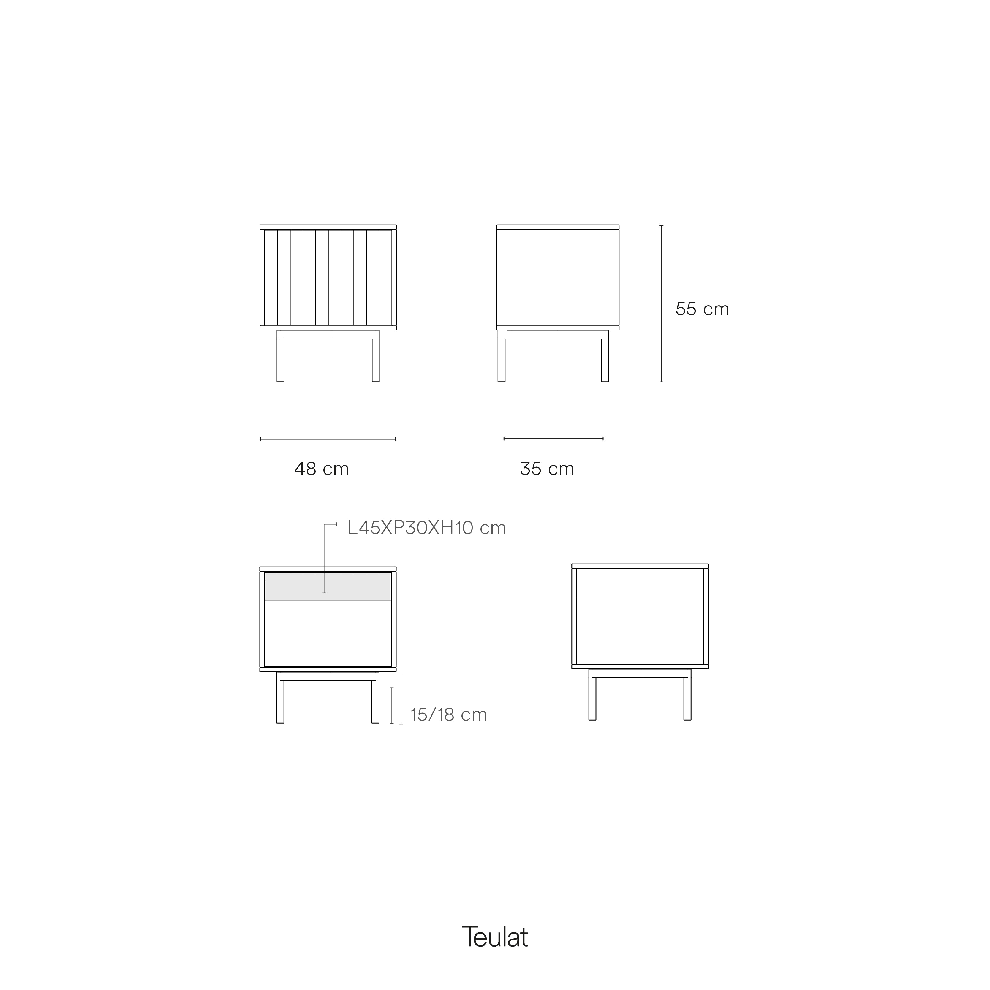 Bedside Table Sierra 1 Front, 2 Inner Drawers Ligh