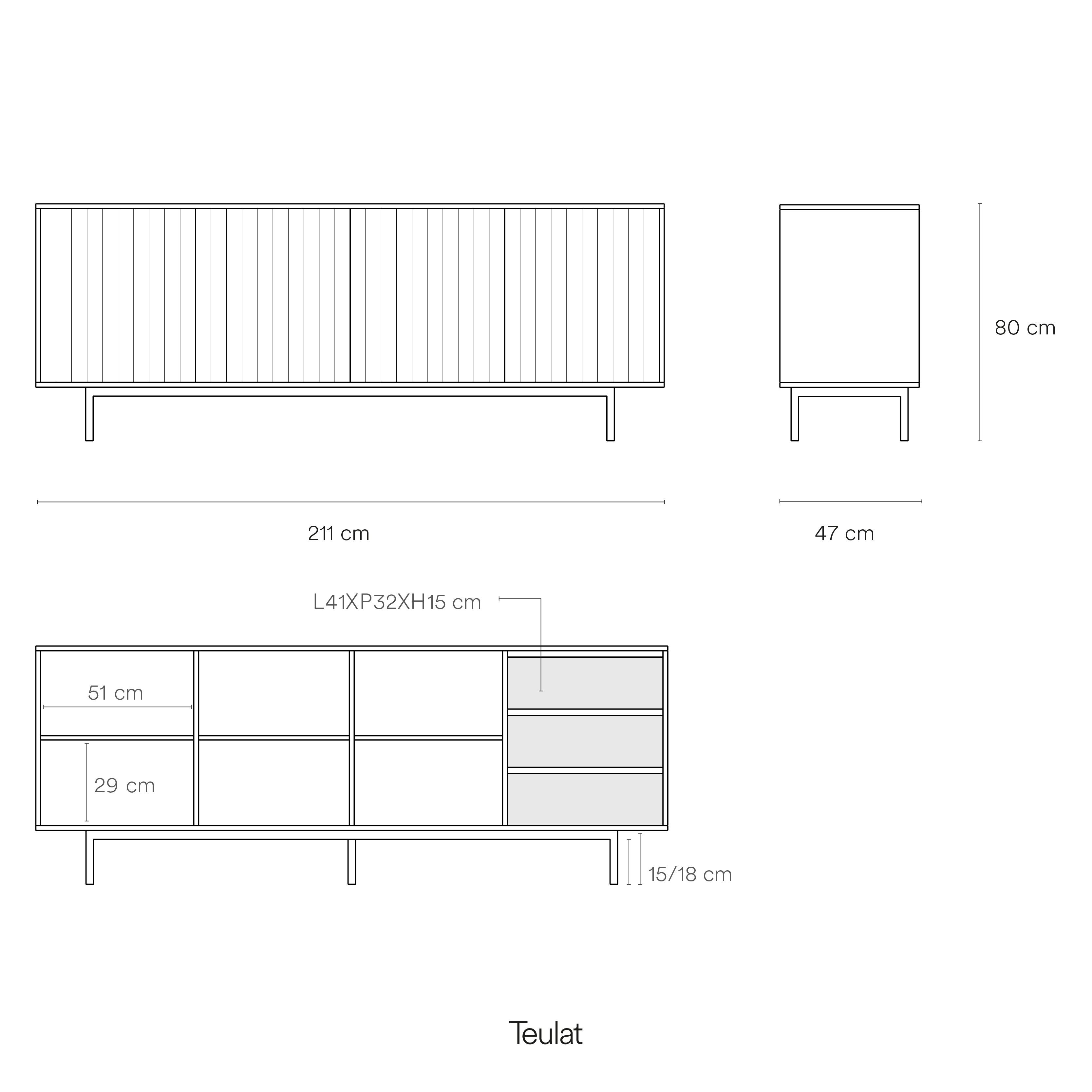 Sideboard Sierra 4D/3Inner Drawer Light Grey
