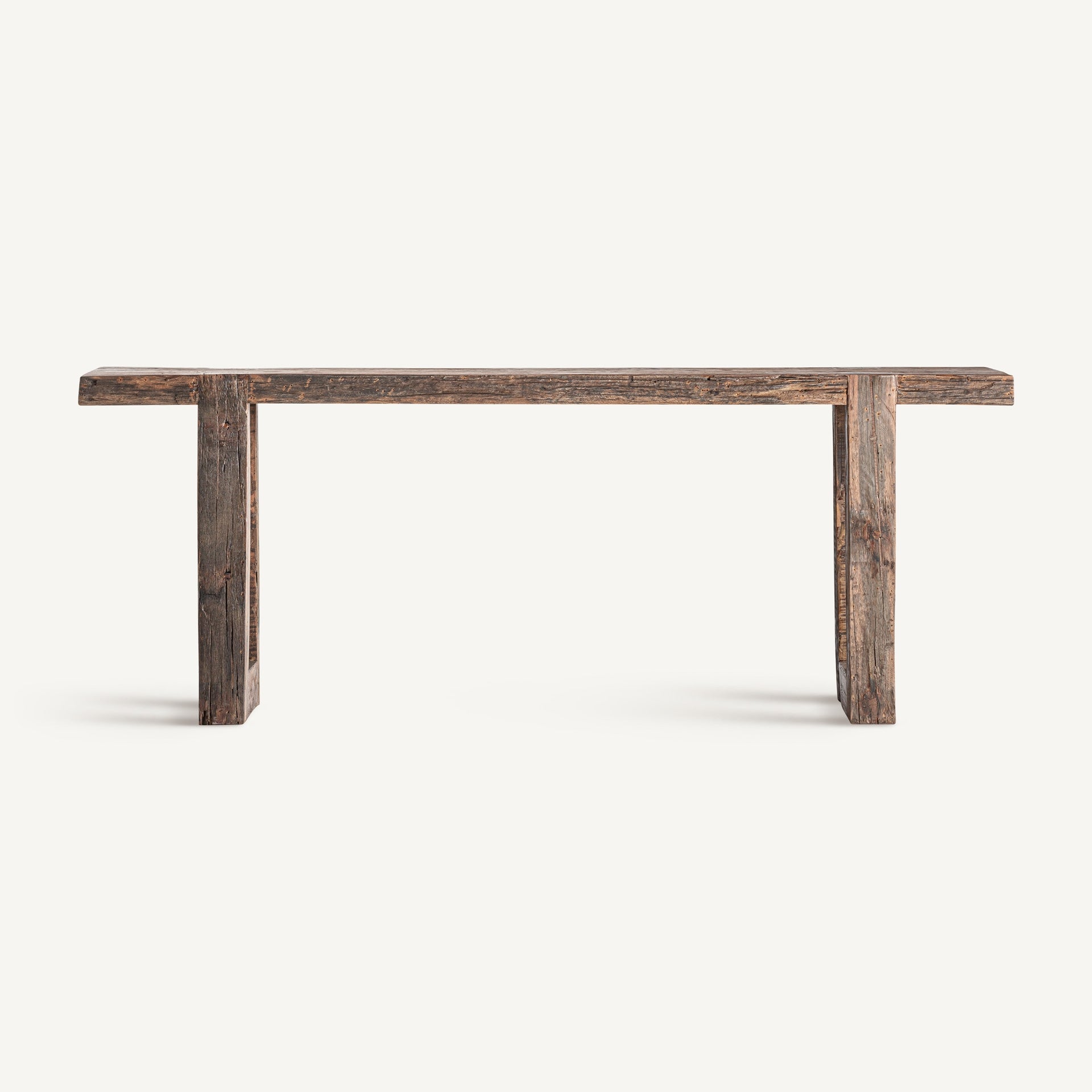 Reclaimed Wood Console Table - 200cm Brown Vintage Entryway Table