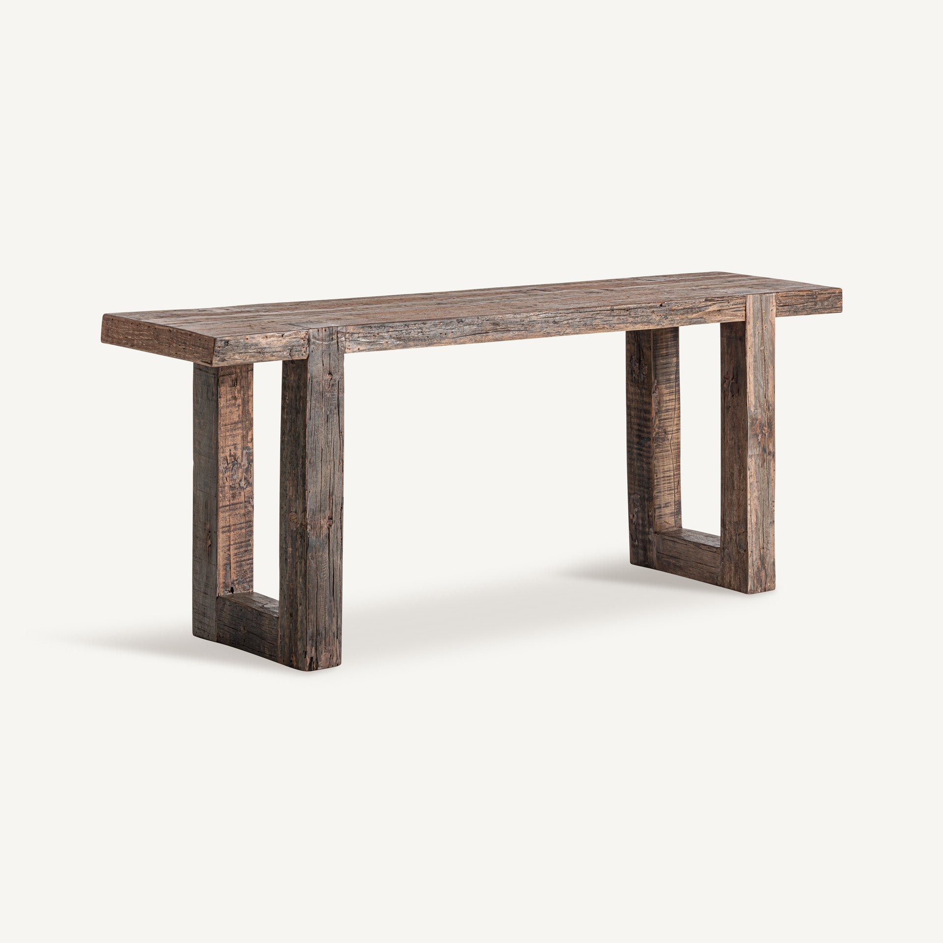 Reclaimed Wood Console Table - 200cm Brown Vintage Entryway Table