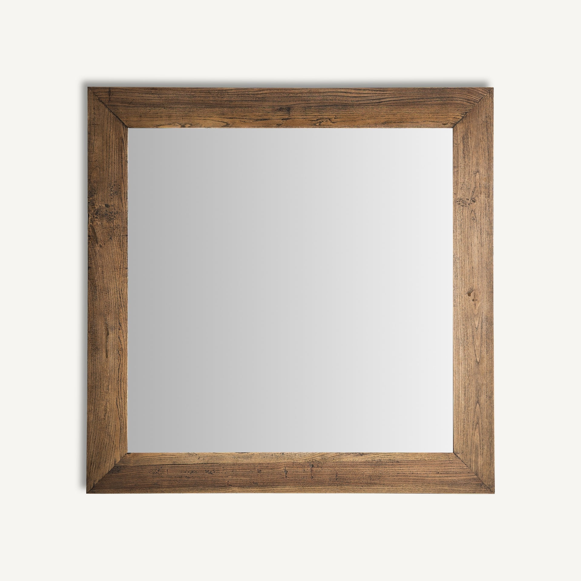 Norvik Contemporary Elm Wood Mirror - Brown Frame
