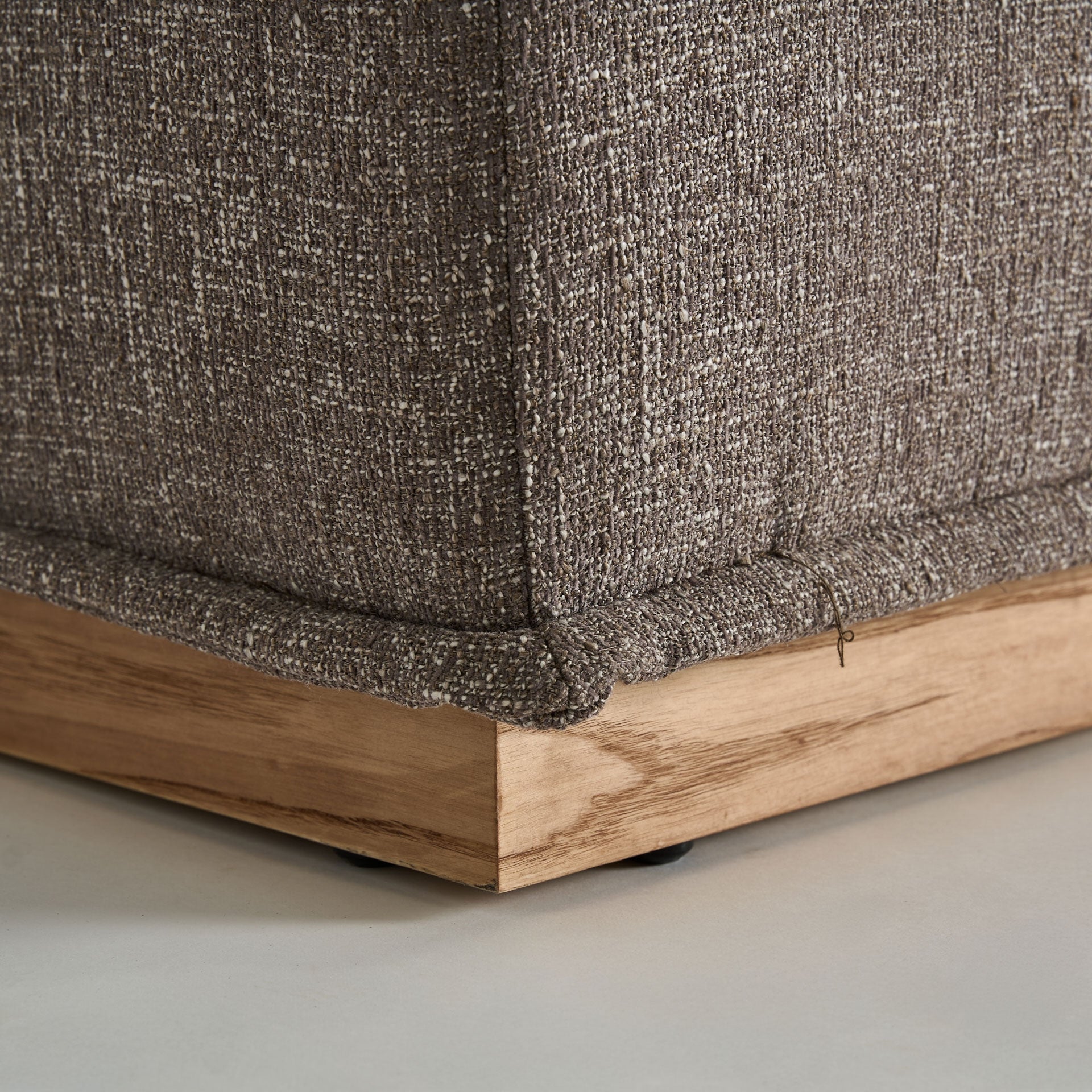 Aspach Upholstered Pouf - Speckled Brown Pine Wood Ottoman 124cm